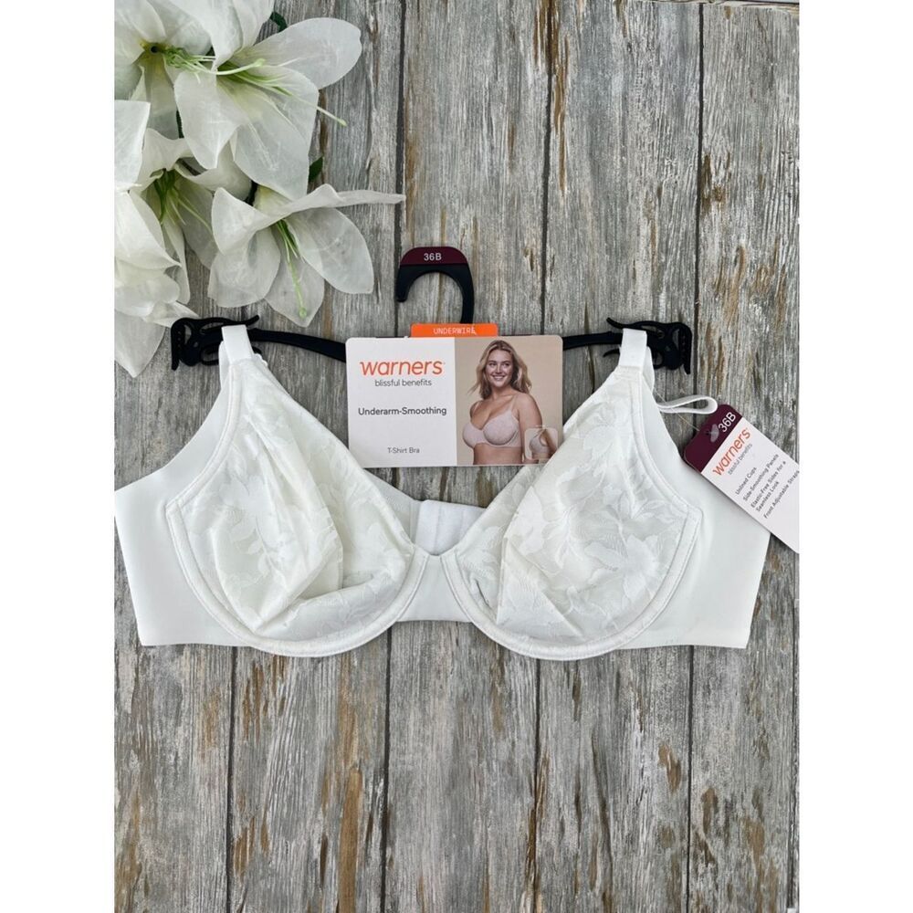Women's Side & Underarm Smoothing Lace Unlined Bra Size 36B